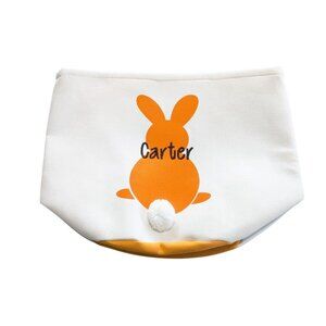 Personalized Easter Basket With Orange Bunny Design & Carter Name Embroidery